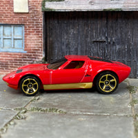 Loose Hot Wheels - 1971 Lamborghini Miura SV - Red and Gold