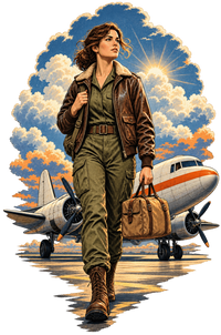 Vintage Aviation Pin-Up T-Shirt – Edition 33 artwork close-up