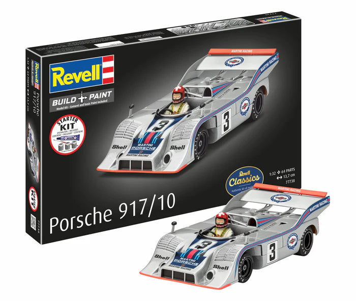 Revell77738 Porsche917/10 starter kit box with assembled example