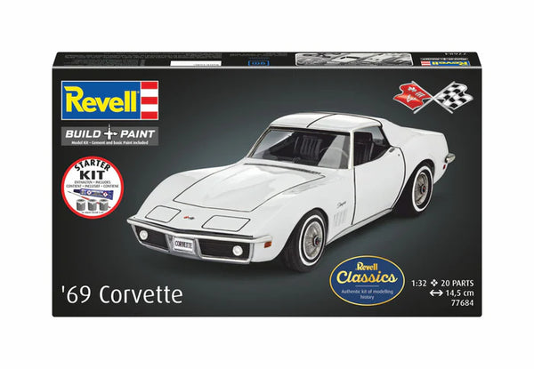 Revell 77684 Corvette C3 1969 Starter Kit – 1:32 Scale