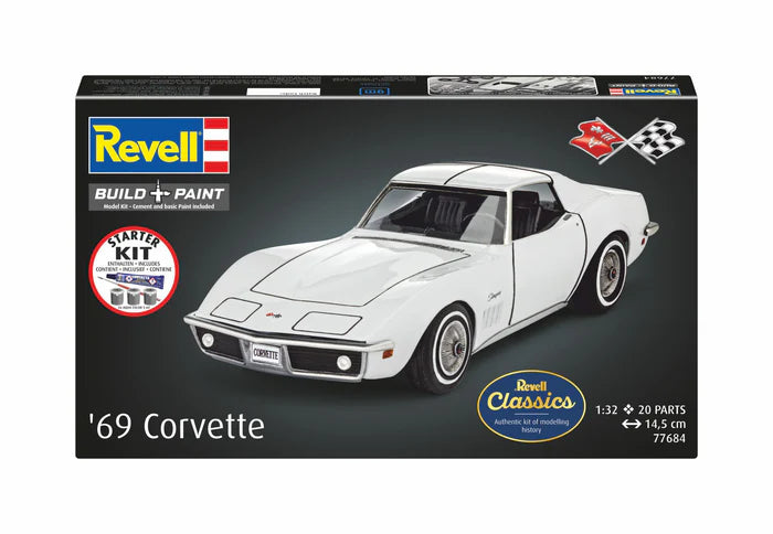 Revell 77684 Corvette C3 1969 Starter Kit – 1:32 Scale