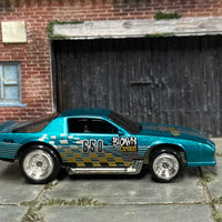 Custom Hot Wheels - Blown Camaro - Blue - Chrome Steel Wheels - Rubber Tires