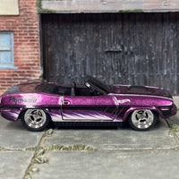 Custom Hot Wheels - Plymouth Barracuda - Purple, Black and White - Chrome Mag Wheels - Rubber Tires
