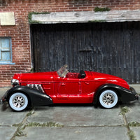 Custom Hot Wheels - Auborn 852 - Red and Black - Chrome Mag Wheels - Whitewall Rubber Tires