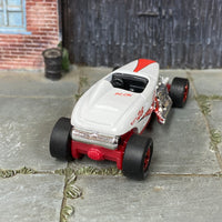 Custom Hot Wheels - Max Steel - So Cal White and Red - Red Mag Wheels - Goodyear Rubber Tires