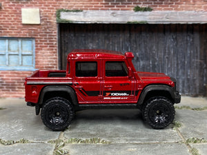 Loose Hot Wheels Land Rover Defender Double Cab – Dark Red | Modern Off‑Road Casting History