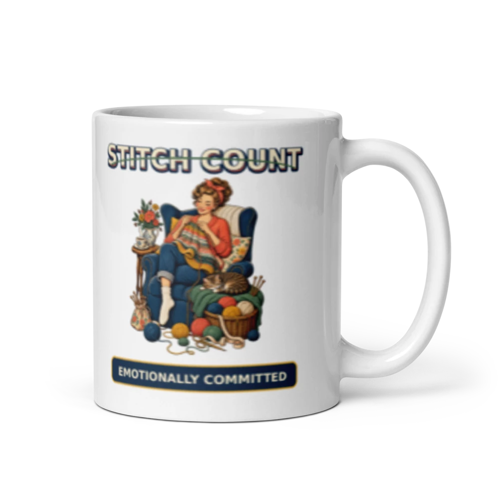 Stitch Count Emotionally Committed Mug product mockup