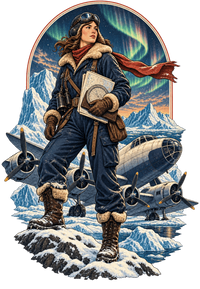 Vintage Aviation Pin-Up T-Shirt – Edition 19 artwork close-up