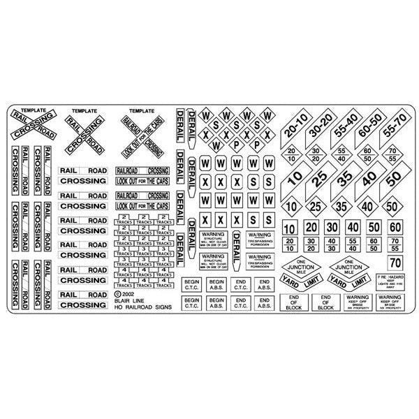 Blair Line 101 Highway Signs Railroad Signs 1900-Present (black white) HO Scale — exact product reference