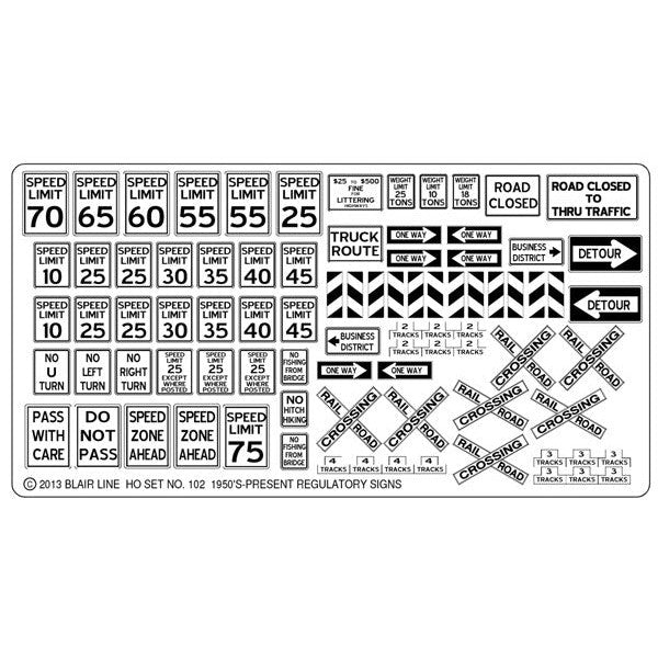Blair Line 102 Highway Signs Regulatory Signs #1 1950s-Present (black white) HO Scale — exact product reference