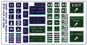 Blair Line 146 Highway Signs Freeway & "Symbol" 1971-Present (blue green & white) HO Scale — exact product reference