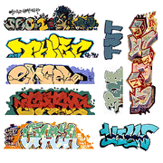 Blair Line 1249 Mega Set Modern "Tagger" Graffiti Decals #6 pkg(9) N Scale — exact product reference