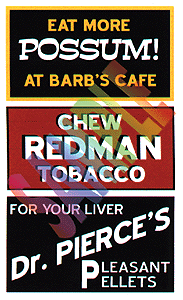 Blair Line 2250 Barn Sign Decals Set #1 - Eat More Possum Chew Redman Dr. Pierce HO Scale — exact product reference