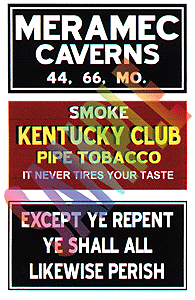 Blair Line 2253 Barn Sign Decals Set #4 - Meramac Caverns Except Ye Repent Kentucky Club HO Scale — exact product reference