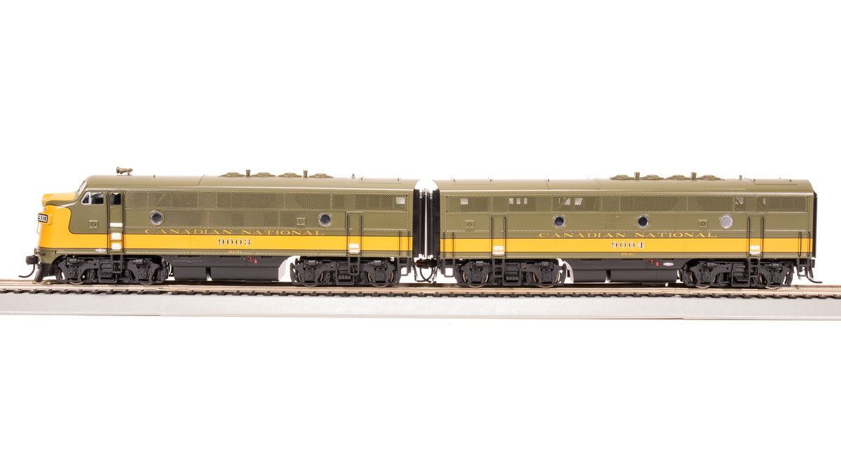 Broadway Limited Imports HO EMD F3 A/B, CN 9003/9004, Olive Green & Imitation Gold, A-unit Paragon4 Sound/DC/DCC, Unpowered B-unit — product view 1