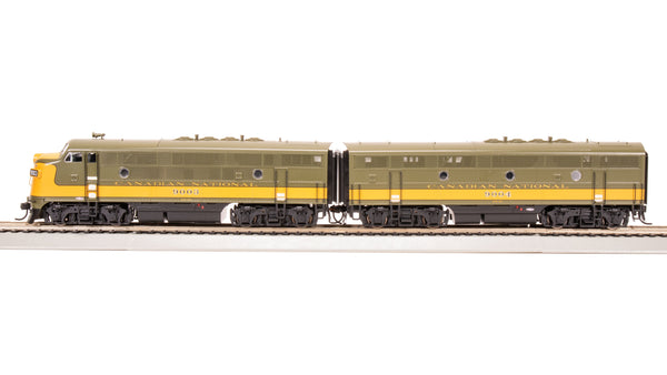 Broadway Limited Imports HO EMD F3 A/B, CN 9003/9004, Olive Green & Imitation Gold, A-unit Paragon4 Sound/DC/DCC, Unpowered B-unit — product view 1