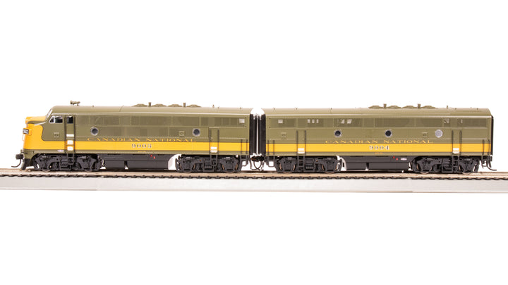 Broadway Limited Imports HO EMD F3 A/B, CN 9003/9004, Olive Green & Imitation Gold, A-unit Paragon4 Sound/DC/DCC, Unpowered B-unit — product view 1