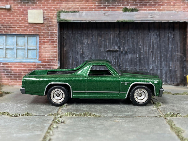 Custom Matchbox 1970 Chevy El Camino in green and black, front three-quarter view