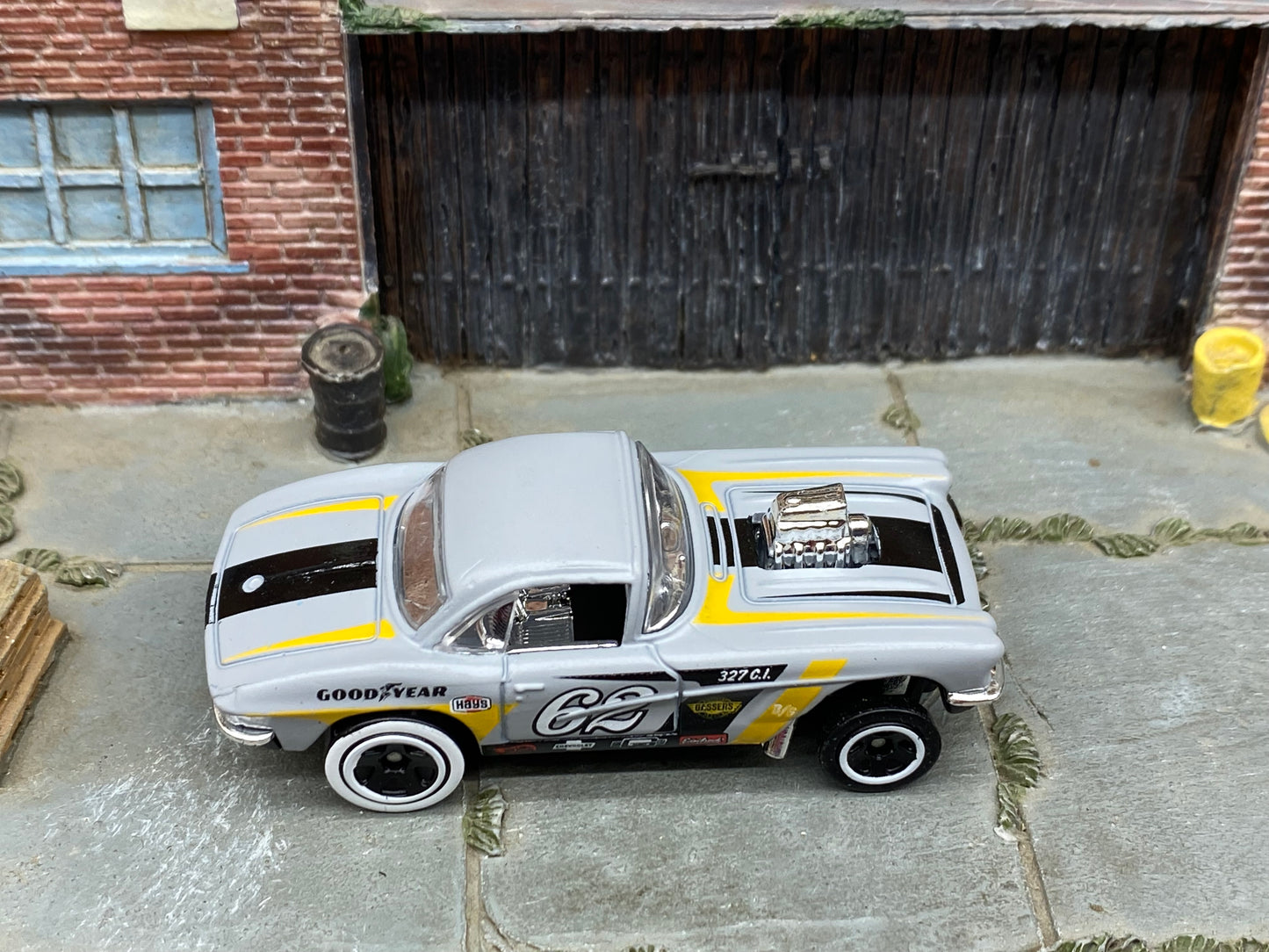 Loose Hot Wheels - 1962 Chevy Corvette Gasser - Grey and Black