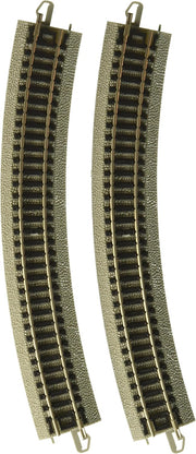 Two Bachmann 44852 12.5-inch-radius curve sections shown in detail from the six-pack