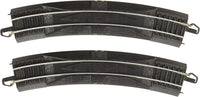 Bachmann 44429 pair of HO 18-inch-radius curved rerailers, steel alloy rails and black roadbed