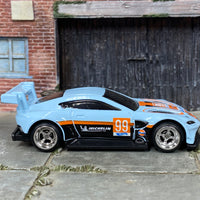 Custom Hot Wheels - Astin Martin Vantage GTE - Blue GULF - Chrome Mag Wheels - Rubber Tires