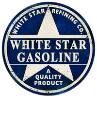 White Star Gasoline Vintage Gas and Oil T-Shirt — Muncle Mikes artwork close-up