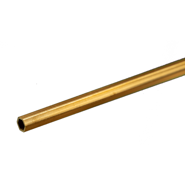 Hexagonal Brass Tube: 1/8" OD x 0.014" Wall x 12" Long (1 Piece) — exact product view