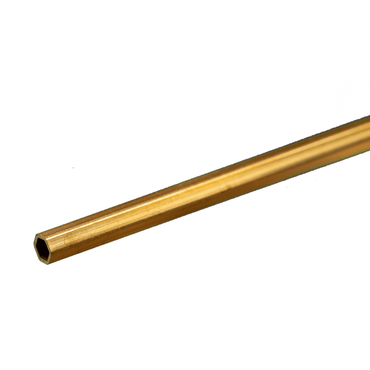 Hexagonal Brass Tube: 1/8" OD x 0.014" Wall x 12" Long (1 Piece) — exact product view