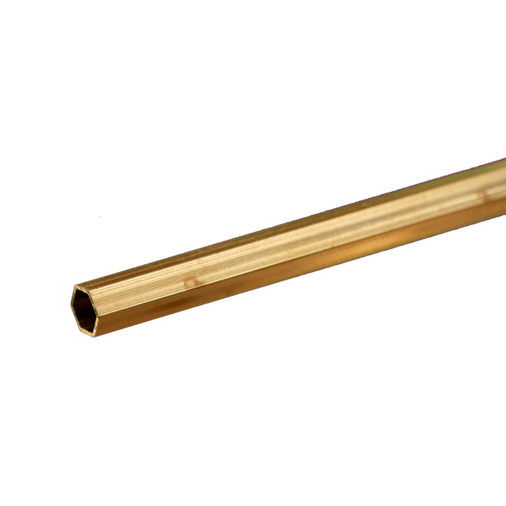 Hexagonal Brass Tube: 3/16" OD x 0.014" Wall x 12" Long (1 Piece) — exact product view