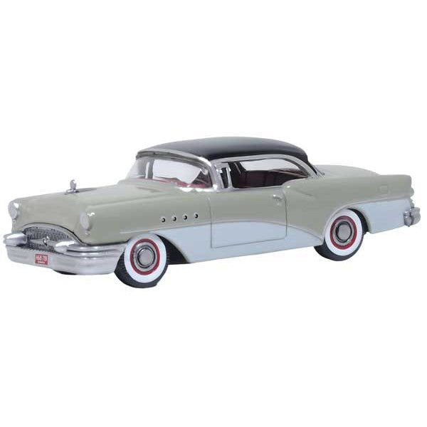 Oxford HO Scale Buick Century 1955 Carlsbad Black / Windsor Grey / Dover White — exact product view