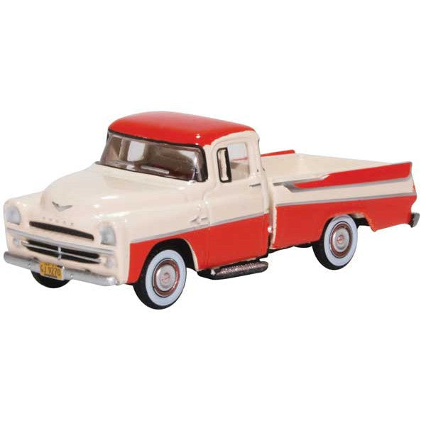 Oxford HO Scale Dodge D100 Sweptside Pickup 1957 Tropical Coral / Glacier White — exact Oxford Diecast product image