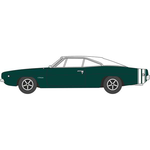Oxford HO Scale Dodge Charger 1968 Racing Green / White — exact Oxford Diecast product image