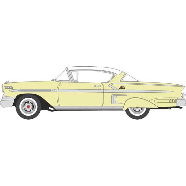 Oxford HO Scale Chevrolet Impala Sport Coupe 1958 Colonial Cream / Snowcrest White — exact product view