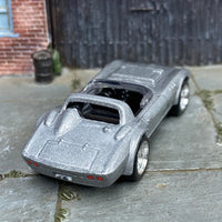 Custom Hot Wheels - Corvette Grand Sport - Silver - Chrome Steel Wheels - Rubber Tires