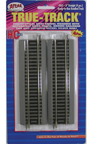 Atlas HO 451 True-Track 6" Straight (4) — manufacturer reference