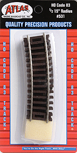 Atlas HO 531 Code 83 1/2 15" Radius Curve Track (4) — manufacturer reference