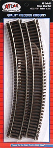 Atlas HO 532 Code 83 18" Radius Curve Track (6) — manufacturer reference