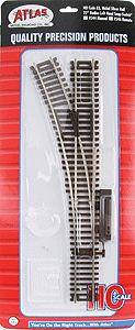 Atlas HO 544 Code 83 22" Left Hand Manual Snap-Switch Track — manufacturer reference
