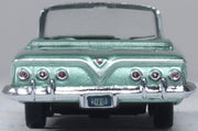 Oxford 87CI61007 1961 Chevrolet Impala Convertible, Arbor Green, 1:87 scale, rear view