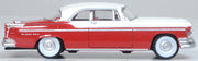 Oxford 87CNY55001 1955 Chrysler New Yorker St. Regis in Tango Red/Platinum, 1:87 model, passenger-side profile