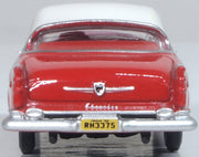 Oxford 87CNY55001 1955 Chrysler New Yorker St. Regis in Tango Red/Platinum, 1:87 model, rear view