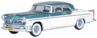 Oxford 87CNY55004 1955 Chrysler New Yorker St. Regis in Jade Green/Platinum, 1:87 model, front three-quarter view
