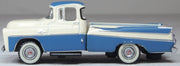 Oxford 87DP57005 1957 Dodge D100 Sweptside Pickup, Ice Blue/Glacier White, 1:87 scale, driver-side profile