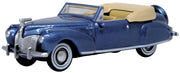Oxford 87LC41007 1941 Lincoln Continental Convertible, Darian Blue/Tan, 1:87 scale, front three-quarter view