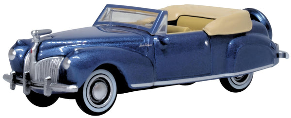 Oxford 87LC41007 1941 Lincoln Continental Convertible, Darian Blue/Tan, 1:87 scale, front three-quarter view