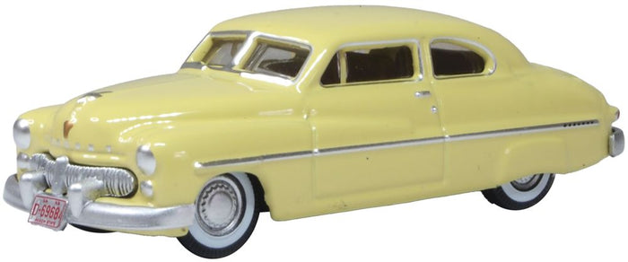 Oxford 87ME49011 1949 Mercury Eight Coupe, Calabash Yellow, 1:87 scale, front three-quarter view