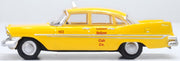 Oxford 87PS59002 1959 Plymouth Belvedere Sedan Tanner Yellow Cab, Yellow, 1:87 scale, driver-side profile