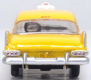 Oxford 87PS59002 1959 Plymouth Belvedere Sedan Tanner Yellow Cab, Yellow, 1:87 scale, rear view