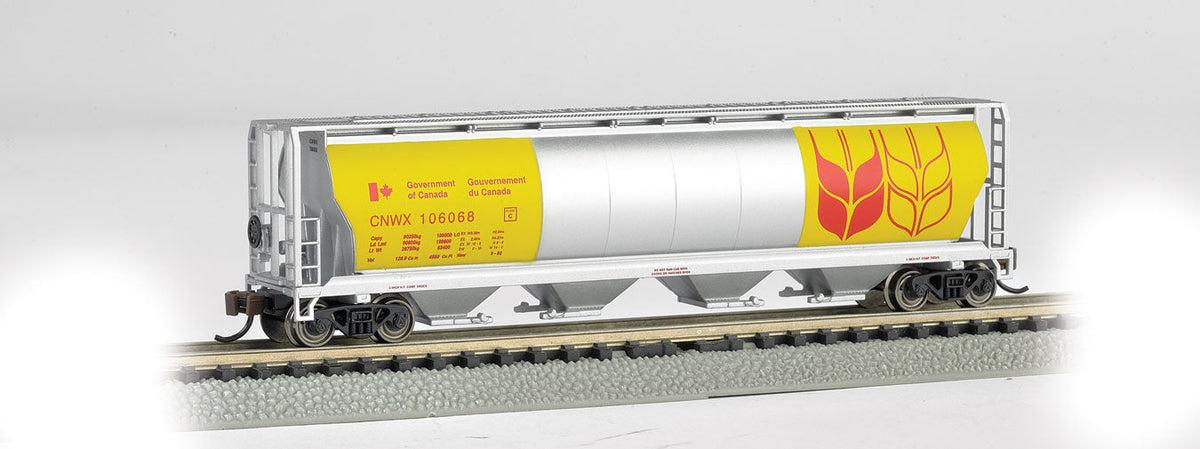 Bachmann N Scale 4 Bay Cylindrical Grain Hopper - Government of Canada #106068 – 19184 — retailer product view